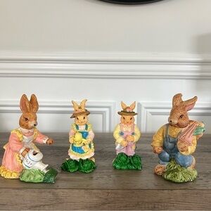 Bunny Family figurines/Brown Bunny family/Easter Bunny figures/Easter Home Decor